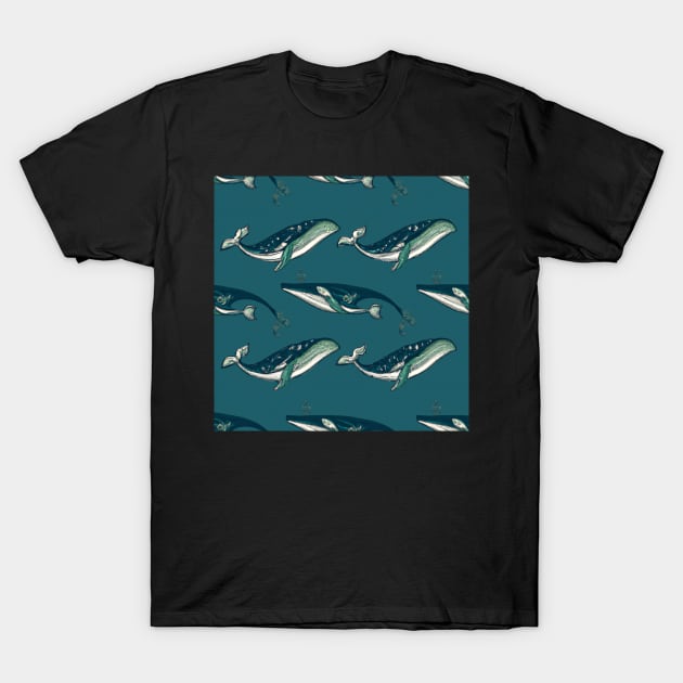 Whales Print T-Shirt by Buff Geeks Art